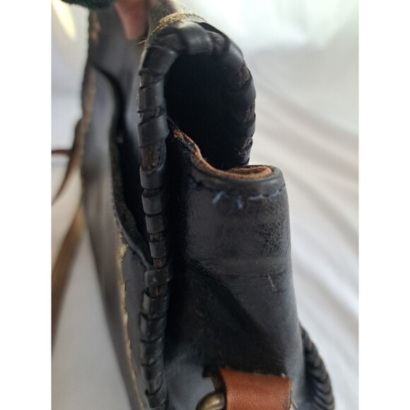 Patricia Nash Arezzo Saddle Bag Black Leather Purse Embroidered - Picture 7 of 16